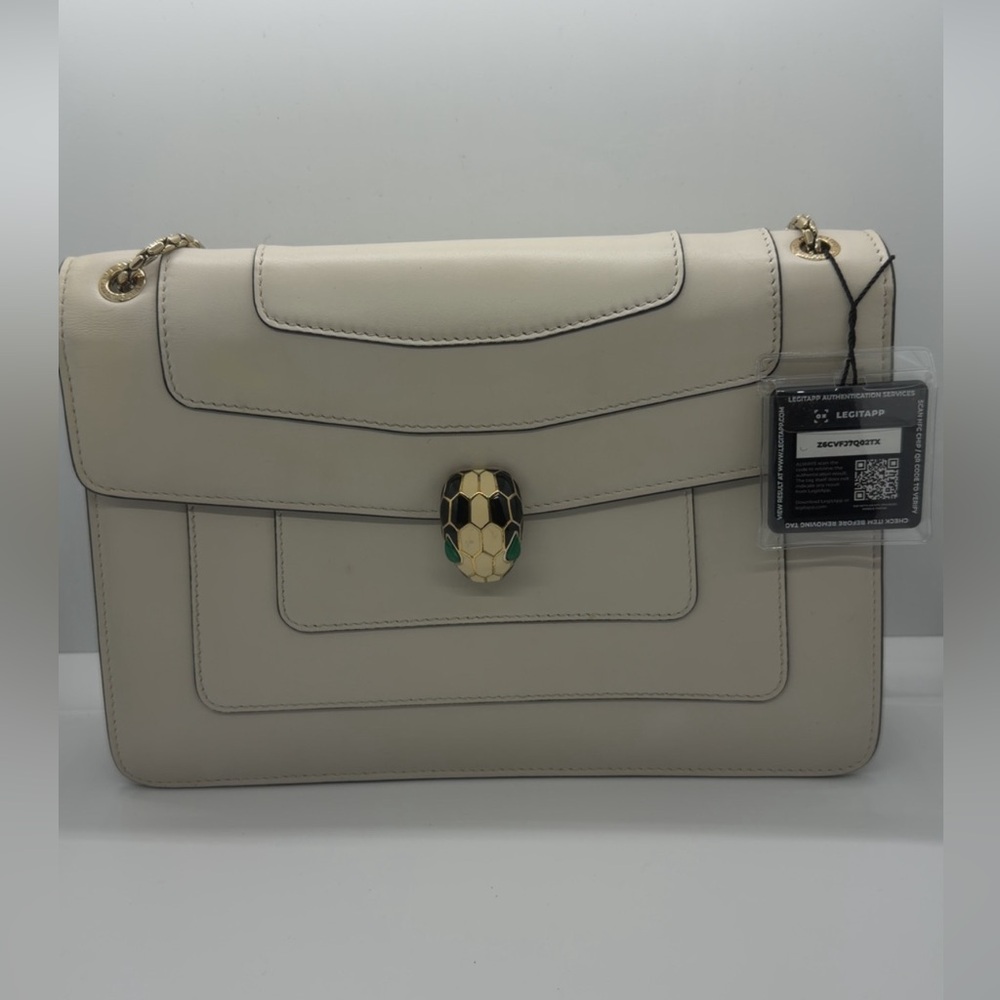 Bulgari Ivory Serpenti Medium Shoulder Bag